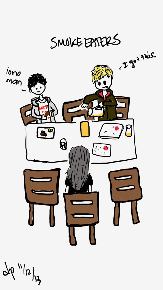 One panel comic. Diana is sitting at a restaurant table with two friends. On the table are plates of eaten food and glasses. Thomas, on the left, says iono man. Andrew, on the right, is precisely pourng beer in to a glass that is basically full. The pitcher has one drop dripping out indicating Andrew's precision in filling the glass as much as possible. Andrew says I got this. Additional commentary starting now.