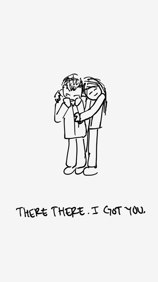 One panel comic. B3A3 crying and Diana consoling him. The caption says There there. I got you. Additional commentary starting now.